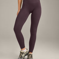 SoftMotion™ High Waisted Leggings with Grey Logo | Dark Umber Brown