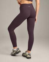 SoftMotion™ High Waisted Leggings with Grey Logo | Dark Umber Brown