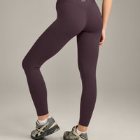 SoftMotion™ High Waisted Leggings with Grey Logo | Dark Umber Brown