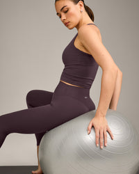 SoftMotion™ High Waisted Leggings with Grey Logo | Dark Umber Brown