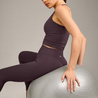 SoftMotion™ High Waisted Leggings with Grey Logo | Dark Umber Brown