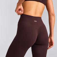 SoftMotion™ High Waisted Leggings with Grey Logo | Plum Brown