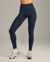 SoftMotion™ High Waisted Leggings with Grey Logo | True Blue