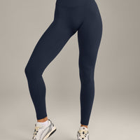 SoftMotion™ High Waisted Leggings with Grey Logo | True Blue
