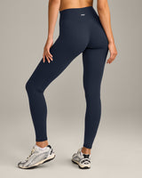 SoftMotion™ High Waisted Leggings with Grey Logo | True Blue