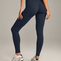 SoftMotion™ High Waisted Leggings with Grey Logo | True Blue