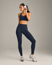 SoftMotion™ High Waisted Leggings with Grey Logo | True Blue