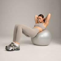 SoftMotion™ High Waisted Leggings with White Logo | Warm Sand