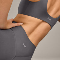 SoftMotion™ High Waisted Shorts 6" with Grey Logo | Ash Grey