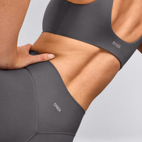 SoftMotion™ High Waisted Shorts 6" with Grey Logo | Ash Grey