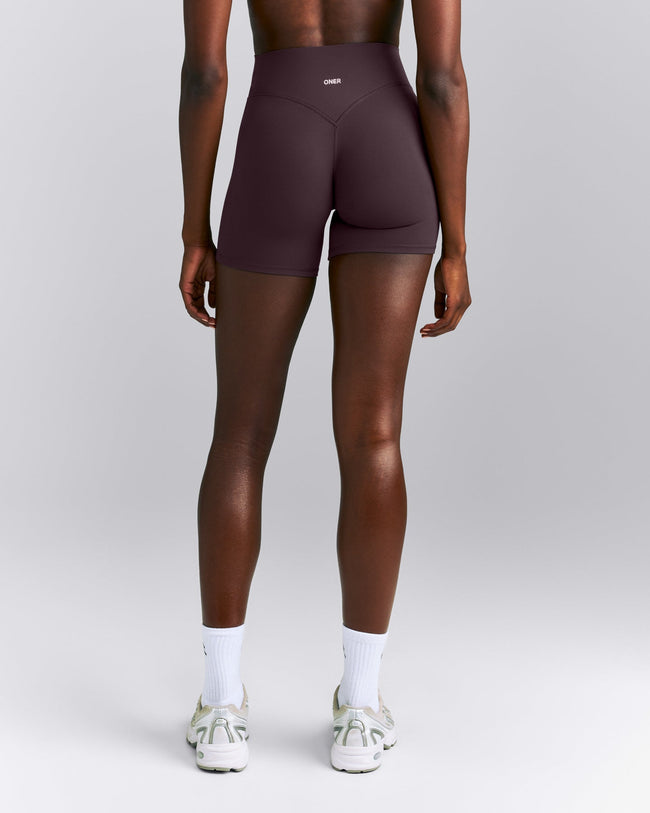 SoftMotion™ High Waisted Shorts 6" New Branding | Dark Umber Brown