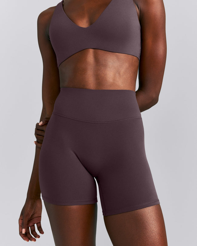 SoftMotion™ High Waisted Shorts 6" New Branding | Dark Umber Brown