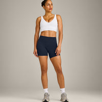 SoftMotion™ Longline Sports Bra with Grey Logo | White