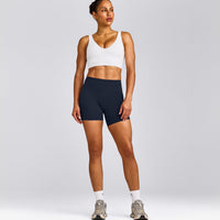 SoftMotion™ Longline Sports Bra with Grey Logo | White