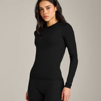 SoftMotion™ Long Sleeve Top with Grey Logo | Black