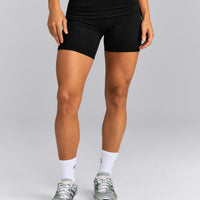 SoftMotion™ Fold Over Mid Rise Shorts 6" New Branding | Black