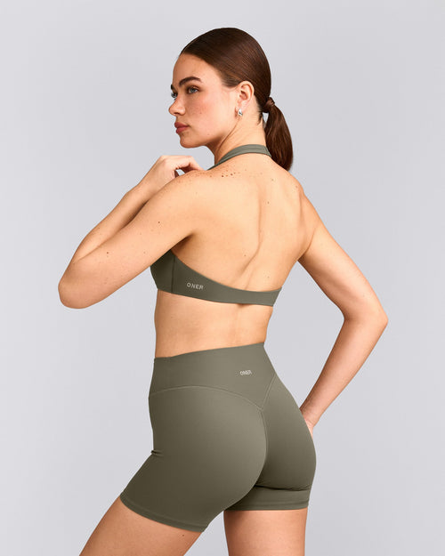 SoftMotion™ Minimal Halter Neck Bralette | Alpine Green