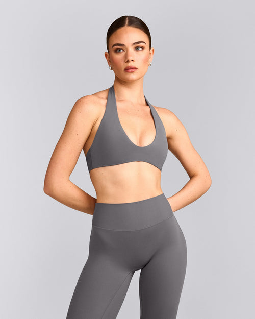 SoftMotion™ Minimal Halter Neck Bralette | Ash Grey