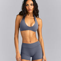 SoftMotion™ Minimal Halter Neck Bralette | Granite Blue