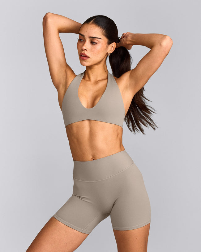 SoftMotion™ Minimal Halter Neck Bralette | Warm Sand