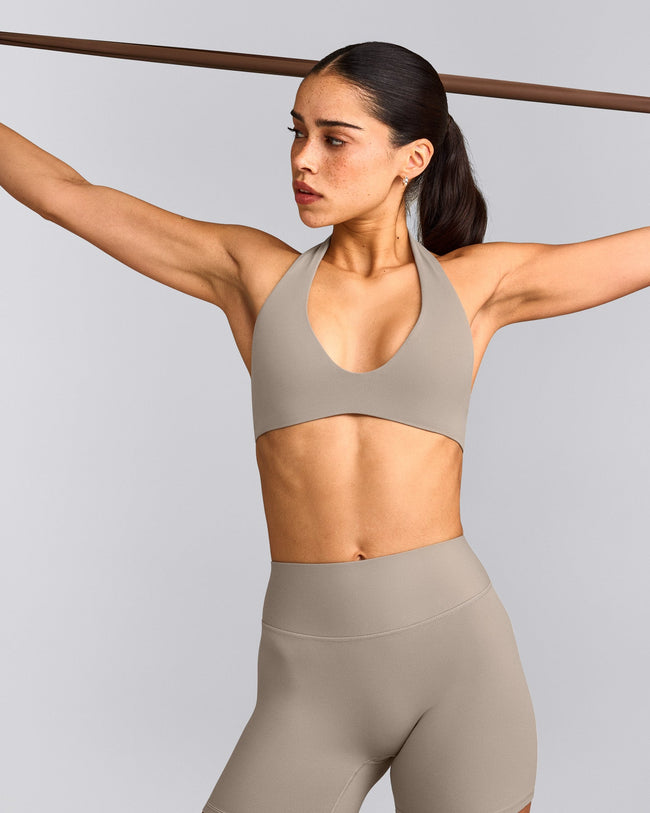 SoftMotion™ Minimal Halter Neck Bralette | Warm Sand