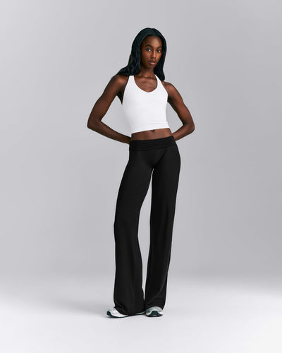SoftMotion™ Racer Back Mid Tank Top with Built in Bra Shelf | White