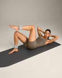 SoftMotion™ Racer Back Mid Vest with Built in Bra Shelf with Grey Logo | Moss Brown