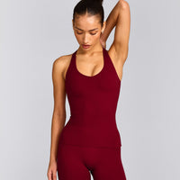 SoftMotion™ Racer Back Tank Top with Built in Bra Shelf | Ruby Red