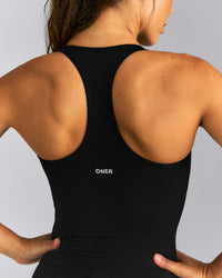 SoftMotion™ Racer Back Tank Top with Built in Bra Shelf New Branding | Black