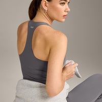 SoftMotion™ Racer Back Vest with Built in Bra Shelf with Grey Logo | Ash Grey