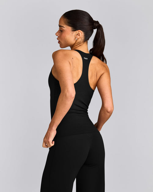 SoftMotion™ Racer Back Tank Top with Built in Bra Shelf | Black