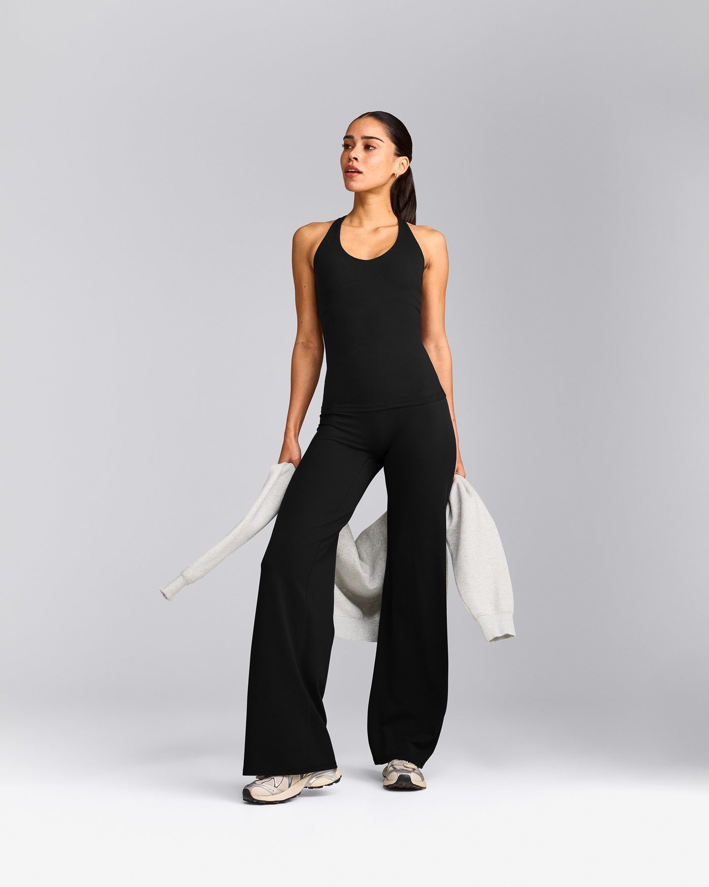 SoftMotion™ Racer Back Tank Top with Built in Bra Shelf | Black