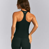 SoftMotion™ Racer Back Tank Top with Built in Bra Shelf | Emerald Noir