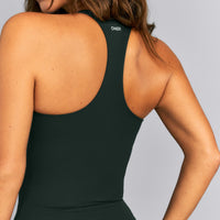 SoftMotion™ Racer Back Tank Top with Built in Bra Shelf | Emerald Noir