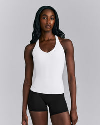 SoftMotion™ Racer Back Tank Top with Built in Bra Shelf | White