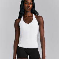 SoftMotion™ Racer Back Tank Top with Built in Bra Shelf | White