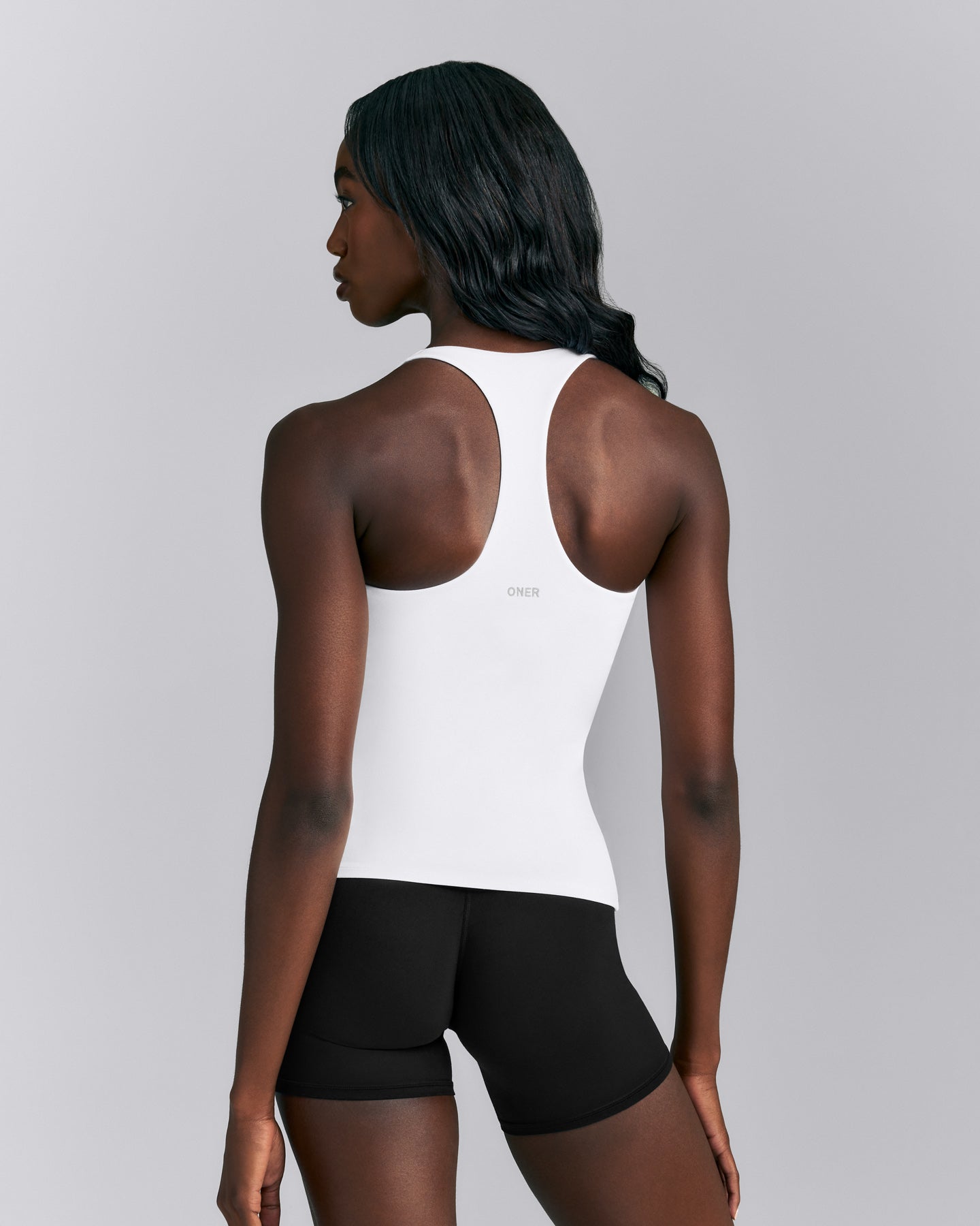 SoftMotion™ Racer Back Tank Top with Built in Bra Shelf | White