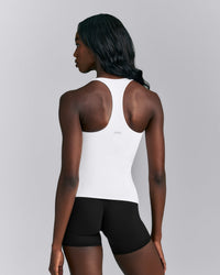 SoftMotion™ Racer Back Tank Top with Built in Bra Shelf | White