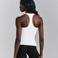 SoftMotion™ Racer Back Tank Top with Built in Bra Shelf | White