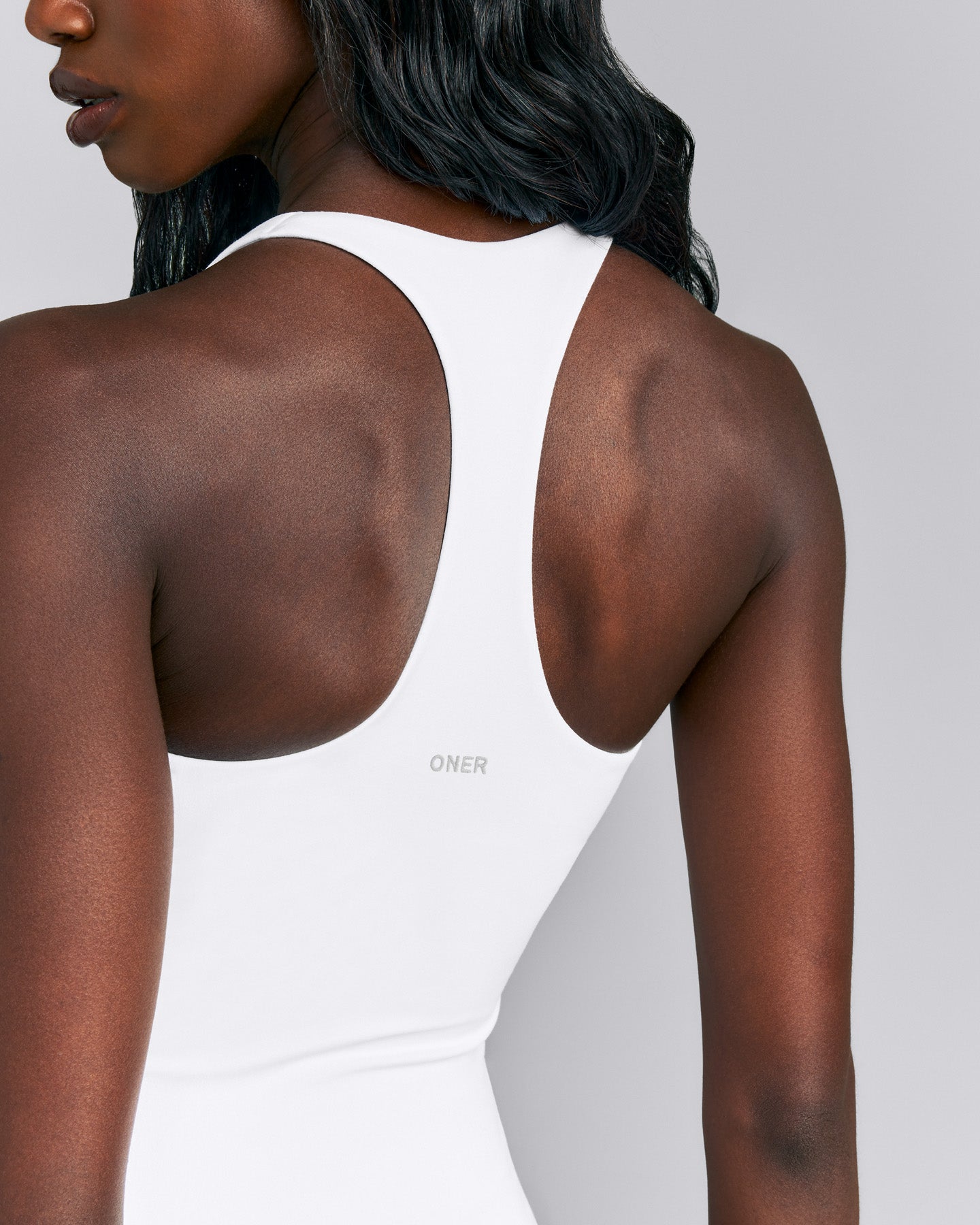 SoftMotion™ Racer Back Tank Top with Built in Bra Shelf | White