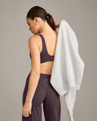 SoftMotion™ Scoop Back Bralette with Grey Logo | Dark Umber Brown