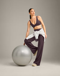 SoftMotion™ Scoop Back Bralette with Grey Logo | Dark Umber Brown