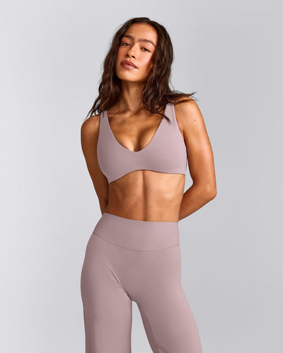 SoftMotion™ Scoop Back Bralette with White Logo | Dusty Purple