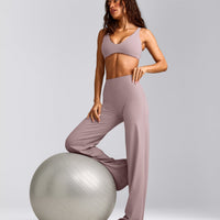 SoftMotion™ Scoop Back Bralette with White Logo | Dusty Purple