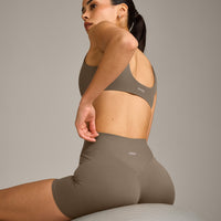 SoftMotion™ Scoop Back Bralette with Grey Logo | Moss Brown