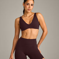 SoftMotion™ Scoop Back Bralette with Grey Logo | Plum Brown
