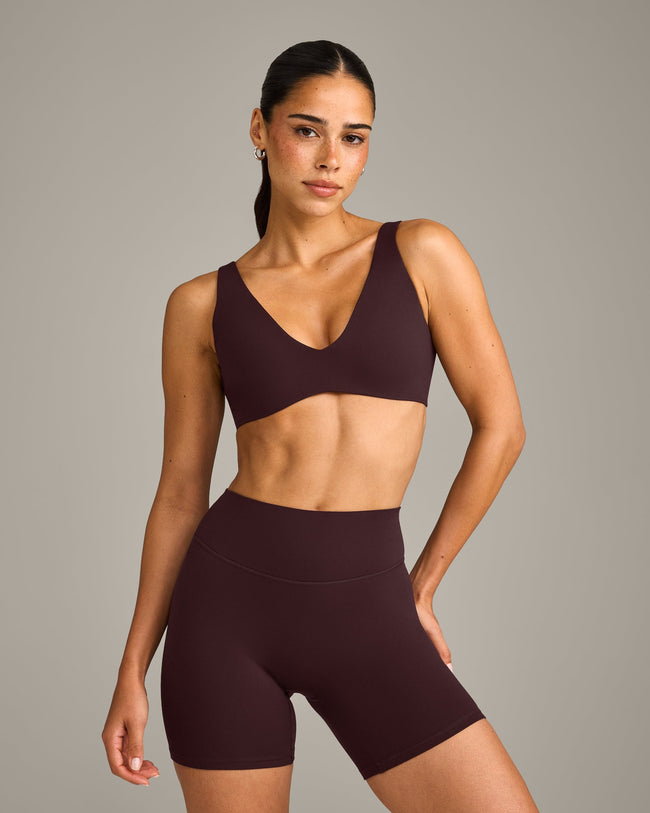 SoftMotion™ Scoop Back Bralette with Grey Logo | Plum Brown
