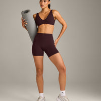 SoftMotion™ Scoop Back Bralette with Grey Logo | Plum Brown