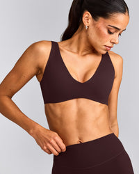 SoftMotion™ Scoop Back Bralette with Grey Logo | Plum Brown