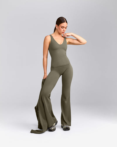 SoftMotion™ Scoop Neck Tank Top with Grey Logo | Alpine Green